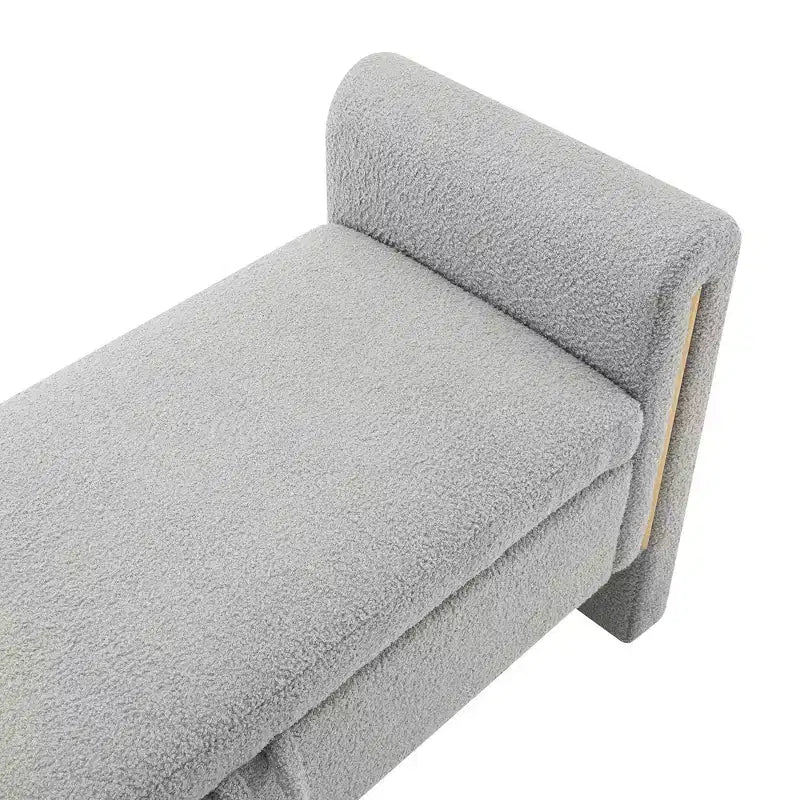 TUYOHW Banc de bout de lit moderne avec accoudoirs et rangement, grand repose-pieds rembourré, banc de fenêtre confortable pour le salon, gris