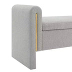 TUYOHW Banc de bout de lit moderne avec accoudoirs et rangement, grand repose-pieds rembourré, banc de fenêtre confortable pour le salon, gris