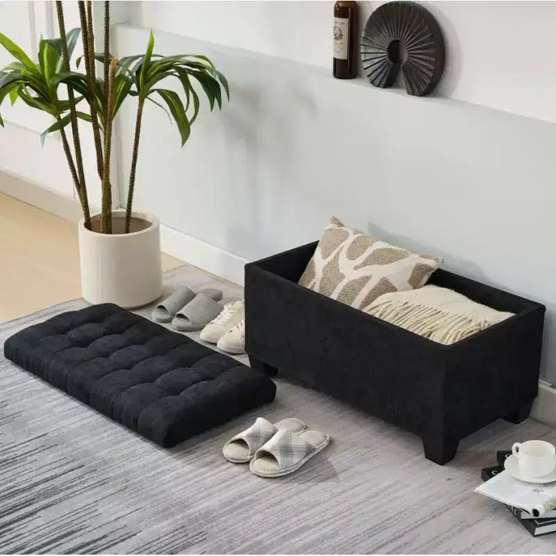 TUYOHW Storage Ottoman Bench with Legs, 16 x 30 x 16.1 Inches Bed Bench for Living Room, Bedroom and Entryway