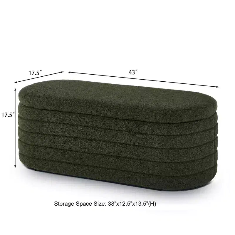 TUYOHW Banc ottoman de rangement moderne, banc de lit rembourré avec rangement, tabouret de lit avec charnière de sécurité pour chambre à coucher, vert foncé