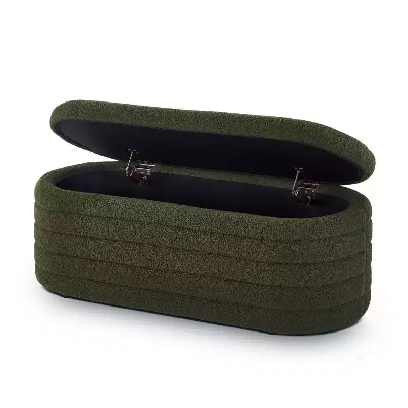 TUYOHW Banc ottoman de rangement moderne, banc de lit rembourré avec rangement, tabouret de lit avec charnière de sécurité pour chambre à coucher, vert foncé