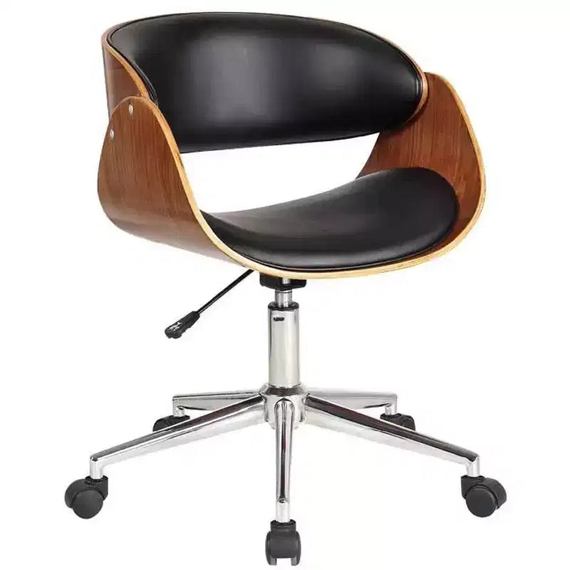 HomeRoots Brown Black and Silver Adjustable Height Swivel Rolling Office Chair