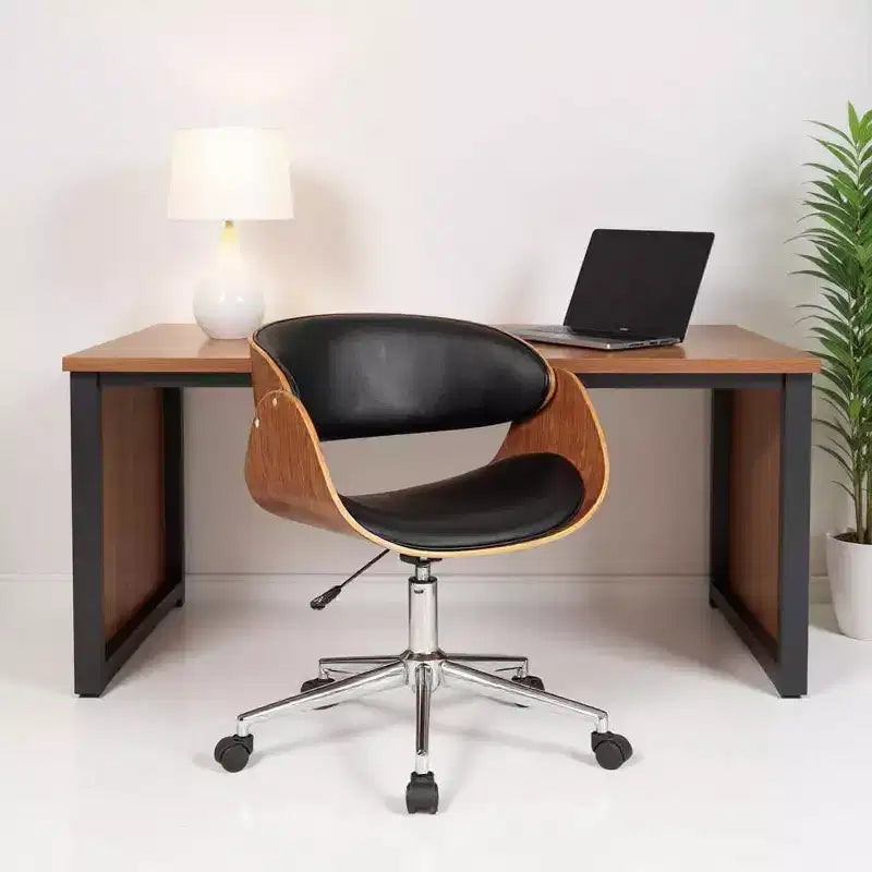 Chaise de bureau pivotante à hauteur réglable HomeRoots marron, noire et argentée