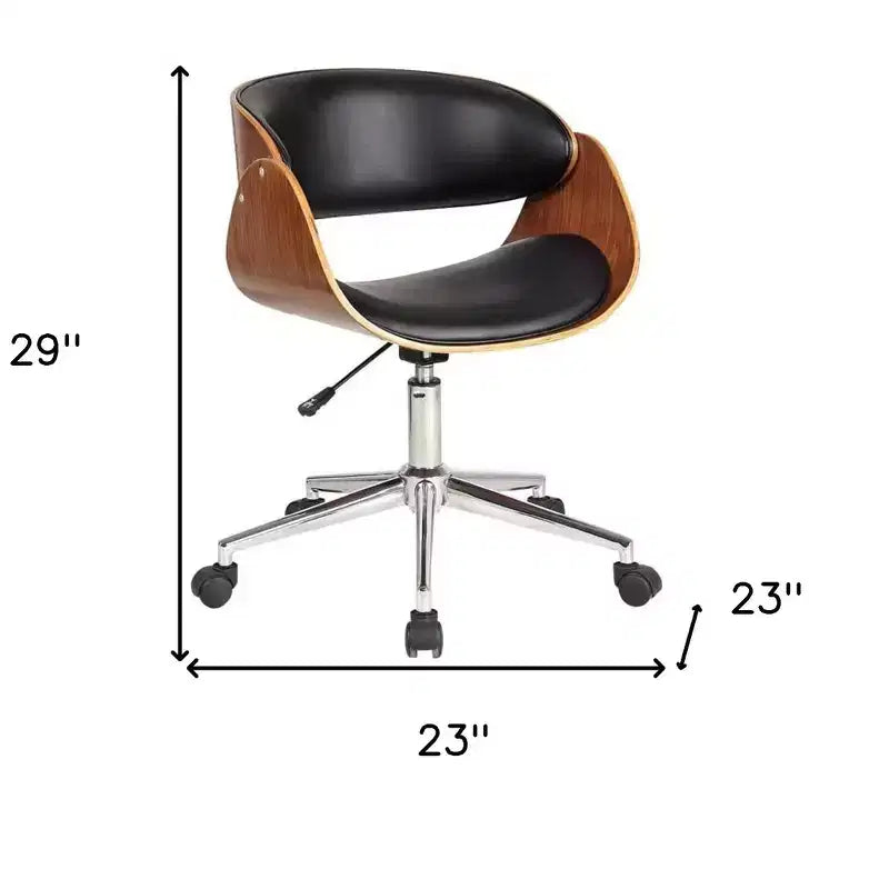 Chaise de bureau pivotante à hauteur réglable HomeRoots marron, noire et argentée