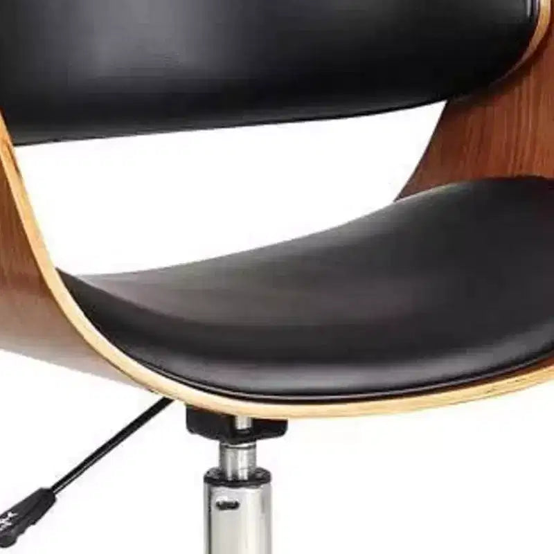 Chaise de bureau pivotante à hauteur réglable HomeRoots marron, noire et argentée