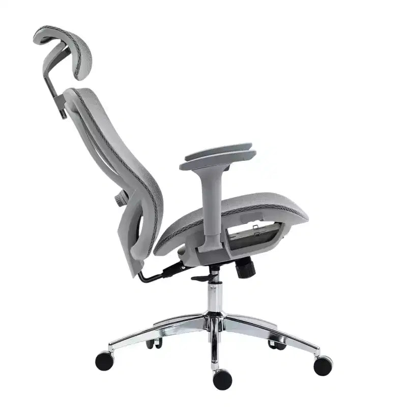 HomeRoots Gray and Silver Adjustable Height Swivel Rolling Office Chair