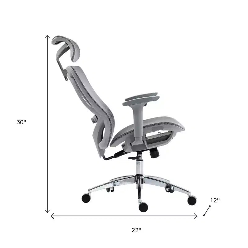 Chaise de bureau pivotante et roulante à hauteur réglable HomeRoots grise et argentée