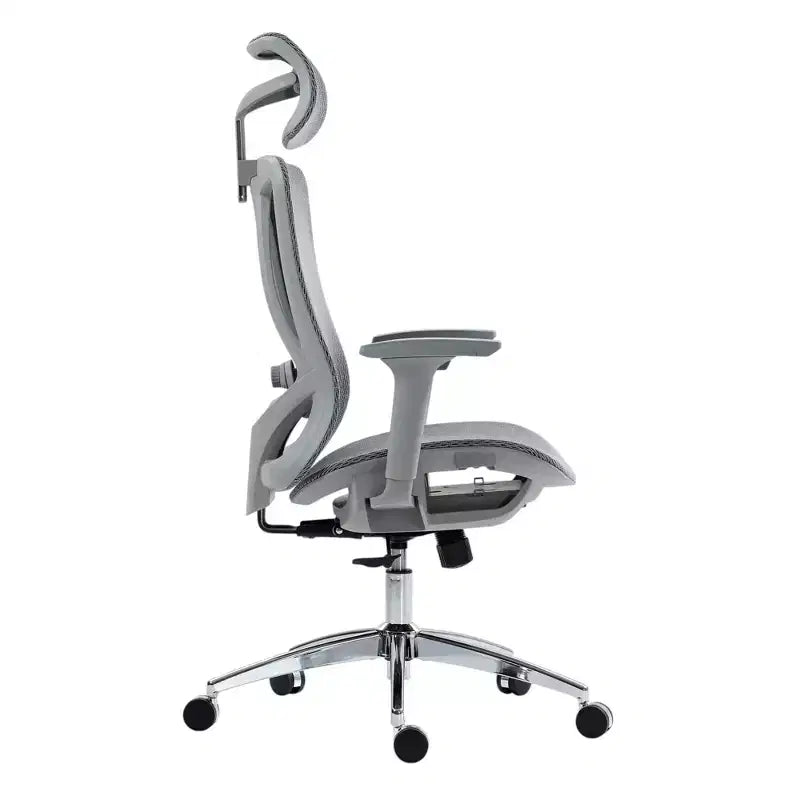 Chaise de bureau pivotante et roulante à hauteur réglable HomeRoots grise et argentée