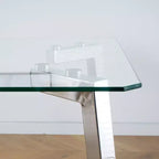 Okak Table de salle à manger moderne rectangulaire en verre pour cuisine, salon, salle à manger