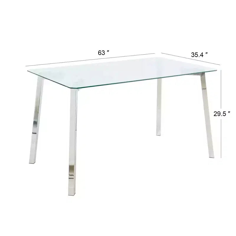 Okak Table de salle à manger moderne rectangulaire en verre pour cuisine, salon, salle à manger