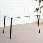 Okak Table de salle à manger moderne rectangulaire en verre pour cuisine, salon, salle à manger