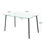 Okak Table de salle à manger moderne rectangulaire en verre pour cuisine, salon, salle à manger