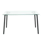 Okak Table de salle à manger moderne rectangulaire en verre pour cuisine, salon, salle à manger