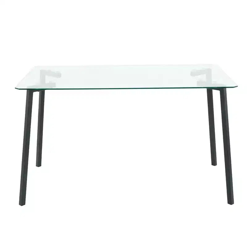 Okak Table de salle à manger moderne rectangulaire en verre pour cuisine, salon, salle à manger