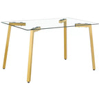 Okak Table de salle à manger moderne rectangulaire en verre pour cuisine, salon, salle à manger