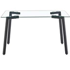 Okak Modern Dining Table Rectangle Glass Dining Table for Kitchen Living Room, Dining Room