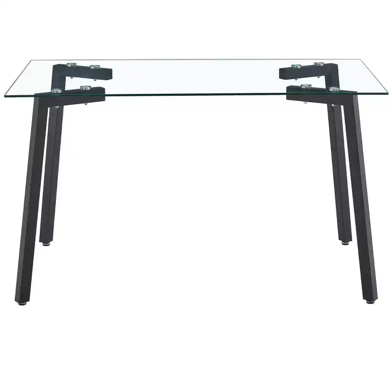 Okak Modern Dining Table Rectangle Glass Dining Table for Kitchen Living Room, Dining Room