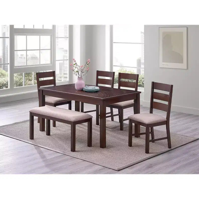 Okak Table à manger en bois d'hévéa massif naturel, table de cuisine rectangulaire pour grande famille, meubles de salle à manger