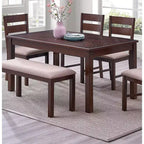 Okak Dining Table Natural Solid Rubber Wood Rectangle Dining Table, Kitchen Table for Big Family Dining Room Furniture