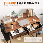 Bureau informatique avec rangement, Petite table PC d'étude pour bureau à domicile avec sac latéral en tissu et crochet pour casque, Cadre en métal (81,3 x 40 x 77,7 cm)
