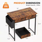 Bureau informatique avec rangement, Petite table PC d'étude pour bureau à domicile avec sac latéral en tissu et crochet pour casque, Cadre en métal (81,3 x 40 x 77,7 cm)