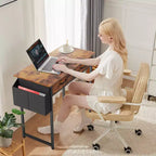 Bureau informatique avec rangement, Petite table PC d'étude pour bureau à domicile avec sac latéral en tissu et crochet pour casque, Cadre en métal (81,3 x 40 x 77,7 cm)
