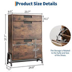 Organisateur de rangement de chaussures GustoWave avec 2 tiroirs basculants et 1 tiroir, meuble à chaussures étroit autoportant, organisateur de rangement de chaussures