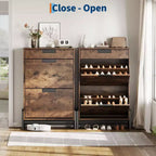 Organisateur de rangement de chaussures GustoWave avec 2 tiroirs basculants et 1 tiroir, meuble à chaussures étroit autoportant, organisateur de rangement de chaussures