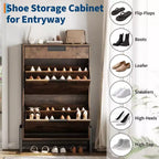 Organisateur de rangement de chaussures GustoWave avec 2 tiroirs basculants et 1 tiroir, meuble à chaussures étroit autoportant, organisateur de rangement de chaussures
