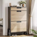 GustoWave Shoe Storage Organizer with 2 Flip Drawers and 1 Drawer, Freestanding Narrow Shoe Rack, Shoe Storage Organizer
