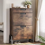Organisateur de rangement de chaussures GustoWave avec 2 tiroirs basculants et 1 tiroir, meuble à chaussures étroit autoportant, organisateur de rangement de chaussures