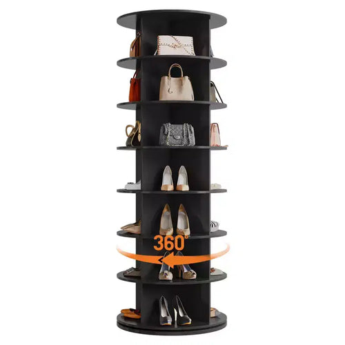 7 Tier Rotating Shoe Rack Tower, Free Standing Spinning Shoes Organizer, 360Revolving Vertical Spinning Shoe Display, Round Shoes Storage Rack