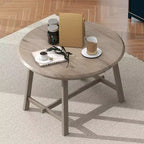 Okak Round Extendable Dining Table Modern Mid-Century Wood Dining Table for 4 to 6, for Meeting Room, Living Room