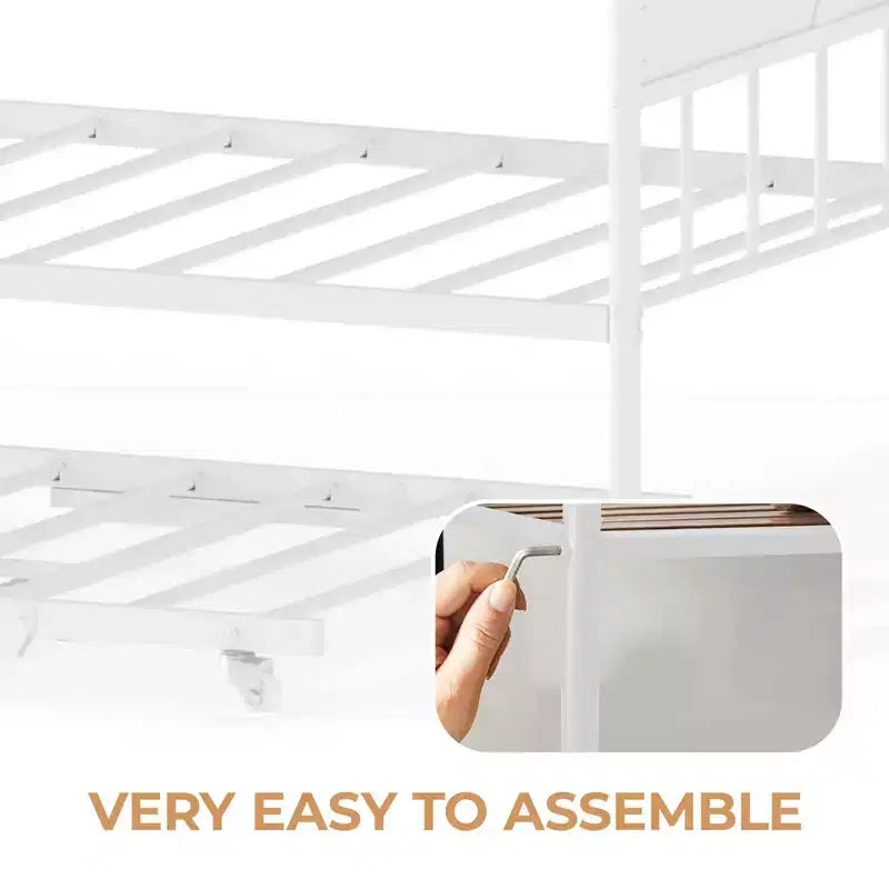 Lit de repos double en métal GustoWave avec lit gigogne pliant, lit de repos peu encombrant