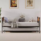 Lit de repos double en métal GustoWave avec lit gigogne pliant, lit de repos peu encombrant