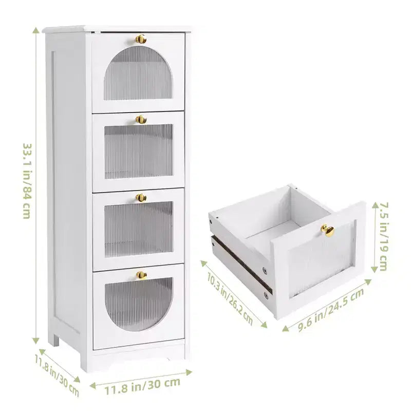 Meuble de Salle de Bain Fin sur Pied - Petit Organisateur de Rangement avec Tiroirs, 30 x 30 x 84 cm