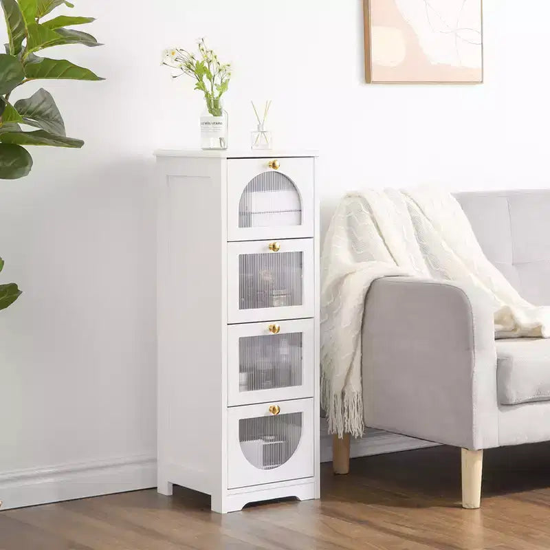 Meuble de Salle de Bain Fin sur Pied - Petit Organisateur de Rangement avec Tiroirs, 30 x 30 x 84 cm