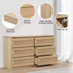 Commode en rotin à 6 tiroirs - Meuble de rangement en bois mince, Organisateur autoportant pour chambre et entrée