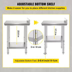 VEVOR Table de Travail en Acier Inoxydable 61 x 61 x 89 cm, Table de Préparation Commerciale Robuste, Table de Travail en Métal, Argent
