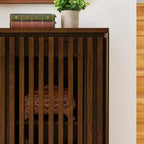 Bahut moderne en rotin Okak avec rangement multicouche, buffet de café en bois massif pour cuisine/entrée/salle à manger/salon