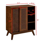 Bahut moderne en rotin Okak avec rangement multicouche, buffet de café en bois massif pour cuisine/entrée/salle à manger/salon
