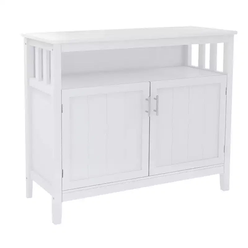 Buffet de cuisine Okak avec rangement, enfilade de cuisine avec 1 étagère ouverte et 1 étagère réglable, table console d'appoint pour salon/salle à manger