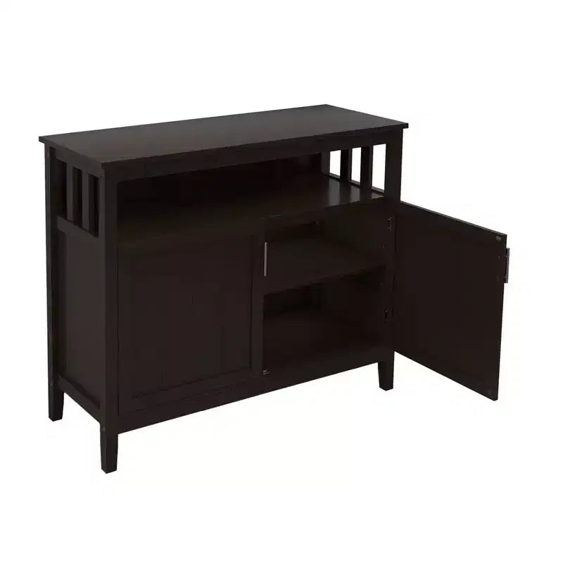 Buffet de cuisine Okak avec rangement, enfilade de cuisine avec 1 étagère ouverte et 1 étagère réglable, table console d'appoint pour salon/salle à manger