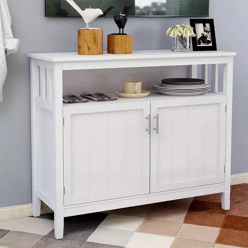 Okak Buffet Cabinet with Storage, Kitchen Sideboard with 1 Open Shelf & 1 Adjustable Shelves, Accent Console Table for Living/Dining Room