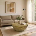 Royal Hampton Coffee Table | 36 Inch Round Bowl Base with Hand Etched Texture