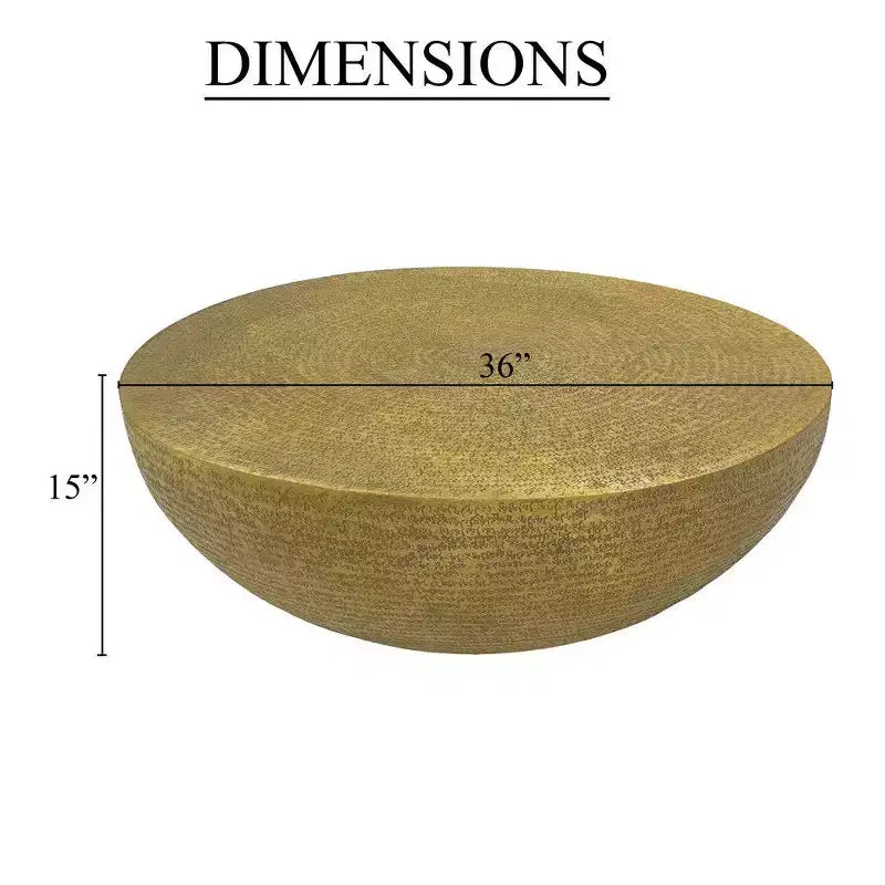 Table basse Royal Hampton | Socle rond de 36 pouces avec texture gravée à la main