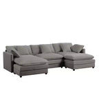 Canapé modulable en U Mjkone 113'', canapé nuage à 5 places avec 2 poufs, canapé-lit moderne en chenille avec assise profonde