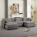 Canapé modulable en U Mjkone 113'', canapé nuage à 5 places avec 2 poufs, canapé-lit moderne en chenille avec assise profonde