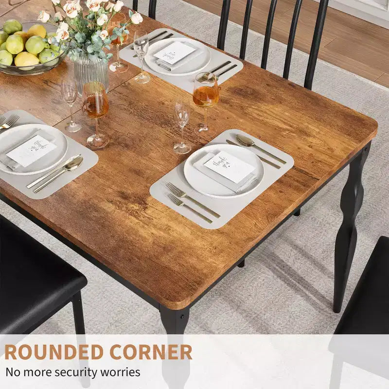 Table de salle à manger rectangulaire Senfot de 180 cm pour 8 personnes, table de cuisine rustique de style ferme avec grand plateau, longue table de salle à manger en bois avec pieds robustes