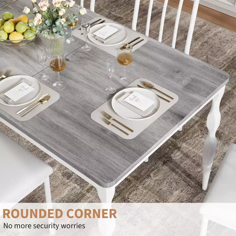 Table de salle à manger rectangulaire Senfot de 180 cm pour 8 personnes, table de cuisine rustique de style ferme avec grand plateau, longue table de salle à manger en bois avec pieds robustes